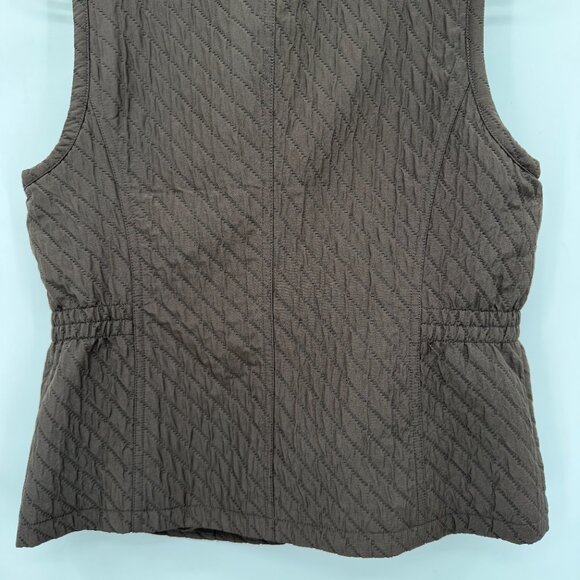 Chico’s Faux Fur Leopard Collar Quilted Vest Winter Brown Size 0 US (4-6 ) - Picture 6 of 10